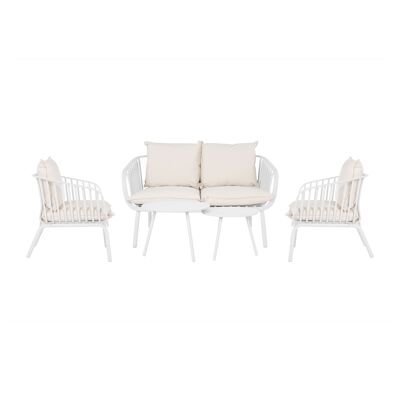 GARDEN LIVING ROOM IN POLYESTER AND WHITE METAL WITH PALMA CUSHION