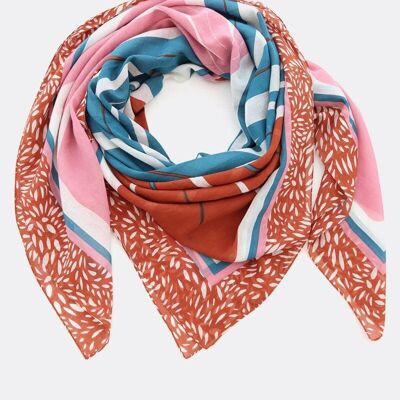 Tessuto 100% cotone organico / Fiori ricci - rosa / blu / rosso vino