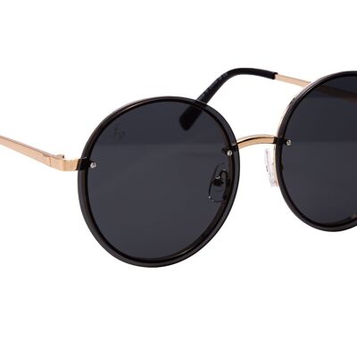 GOLD ROUND FRAME WITH BLACK LENSES