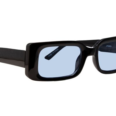 BLACK RECTANGLE FRAME WITH BLUE LENSES