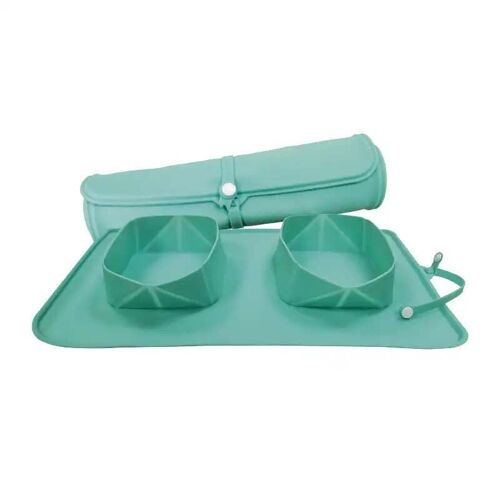 Ciotola per cane e gatto in silicone - Double Blu