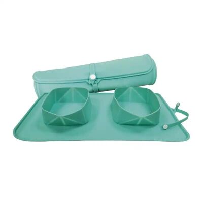 Silicone dog and cat bowl - Double Blue