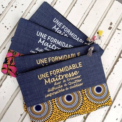 Trousse rectangulaire ou pochette personnalisée " Cadeau maîtresse, Atsem, Nounou"