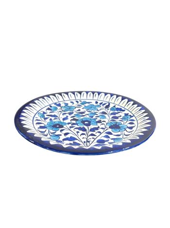 Assiette à dîner en céramique de poterie bleue - Conception de fleur bleu clair 2