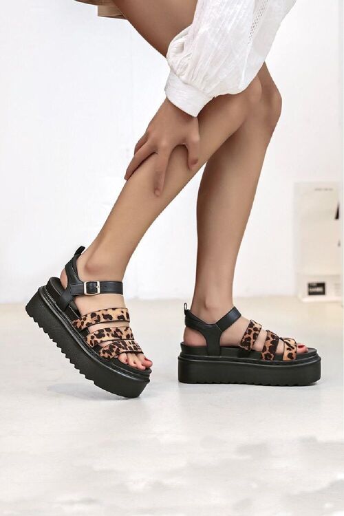 LEOPARD CHUNKY STRAPPY PLATFORM SUMMER SANDALS