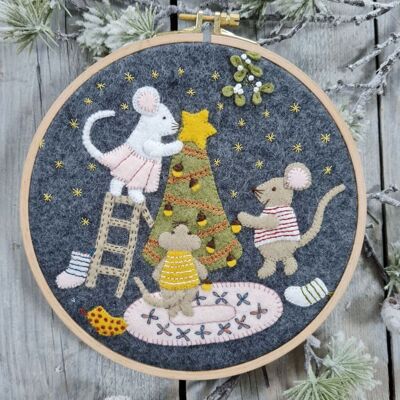 Kit de cerceaux appliqués en feutre pour Noël avec la famille des souris