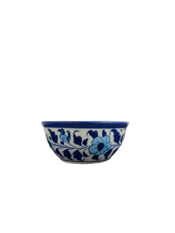 Bol de service en poterie bleue - Conception de fleurs bleu clair 3