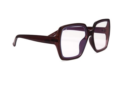 BROWN SQUARE FRAME WITH BLUE LIGHT LENSES