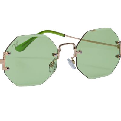 RIMLESS OCTAGON SHAPE WITH GREEN LENSES