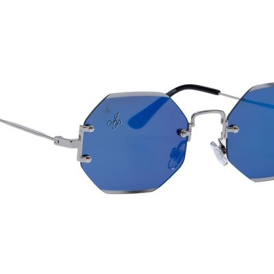 RIMLESS OCTAGON SHAPE WITH BLUE LENSES