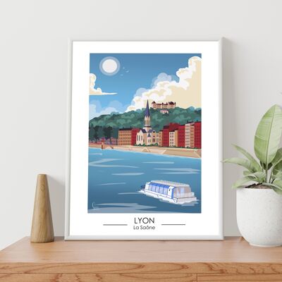 POSTER 18 CM BY 24 CM LYON SAONE PRINTED IN FRANCE