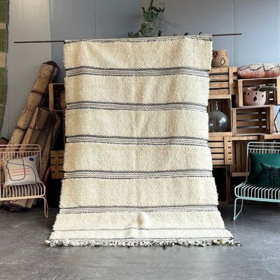 Tapis Marocain Berbere Beni Blanc en Laine