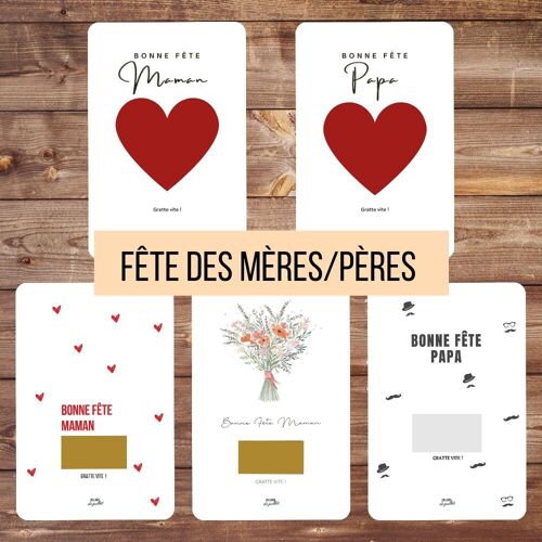 Idée Fête des Mères / Idée Fêtes des Pères / Cadeau personnalisé maman / Cadeau original papa / annonce grossesse / Family store / concept store / cartes à gratter