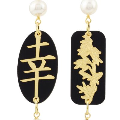 Boucles d'oreilles Fortuna Plexi Mini Noires