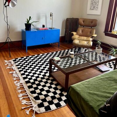 Modern Moroccan Checkered Wool Rug