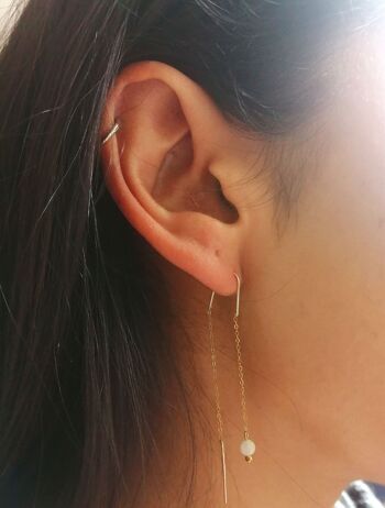 Boucles d'oreilles pendantes en acier inoxydable doré avec perle en Nacre 2