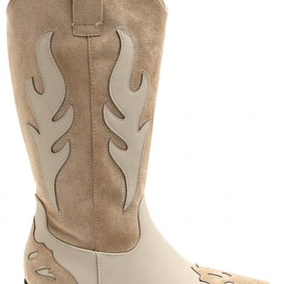 BEIGE BESTICKTE KLASSISCHE WESTERN-COWBOYSTIEFEL