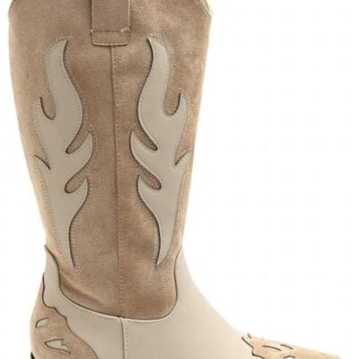 BEIGE EMBROIDED CLASSIC WESTERN COWBOY BOOTS