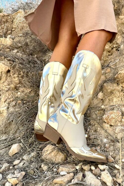 GOLD EMBROIDED CLASSIC WESTERN COWBOY BOOTS