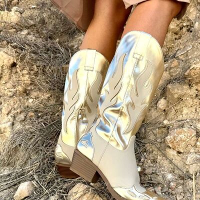 GOLD EMBROIDED CLASSIC WESTERN COWBOY BOOTS