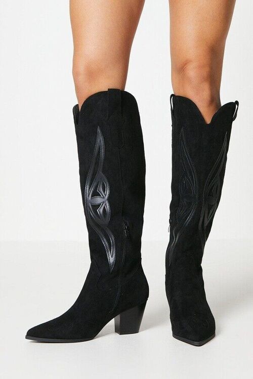 PATCHED COWBOY STYLE BOOTS WITH POINTED TOE