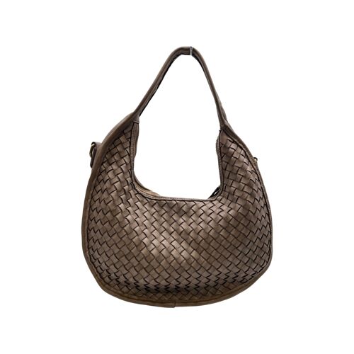 SAC EPAULE CUIR WASHED ADELE TAUPE