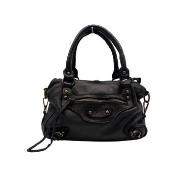 SAC EPAULE CUIR WASHED LUCIE NOIR 1