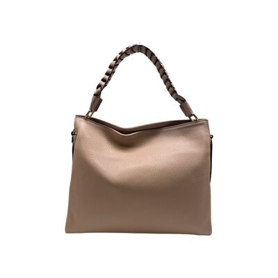 NATHALIE NUDE GRAINED LEATHER SHOULDER BAG