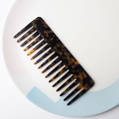 Torty Comb- dark tortoiseshell wide tooth acetate resin hair comb