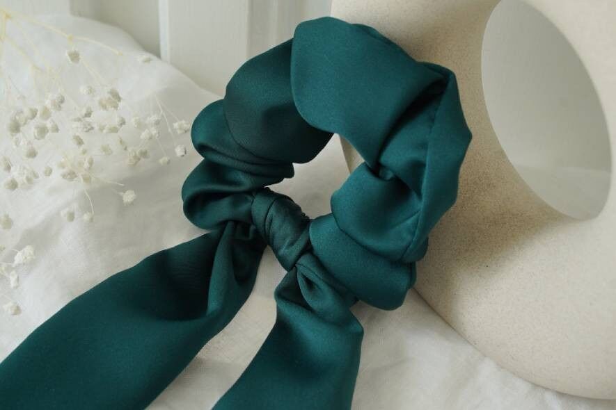 Nastro Scrunchie Testimone Raso Verde Smeraldo
