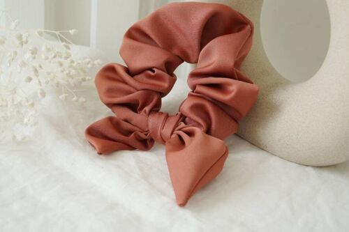 Chouchou Noeud Bride Satin Rose Terracotta