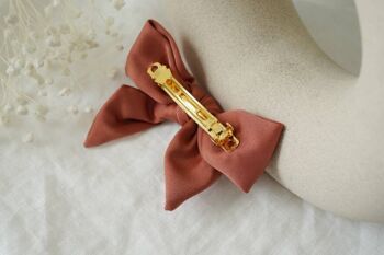 Barrette Noeud Enfant Honey Satin Rose Terracotta 3