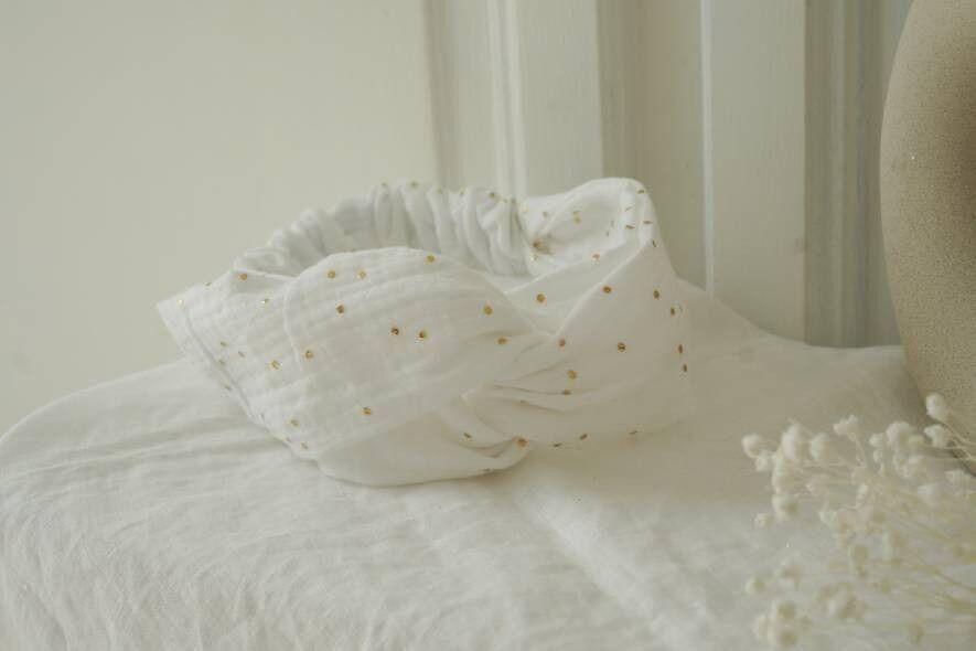 Cerchietto Lina White con pois dorati