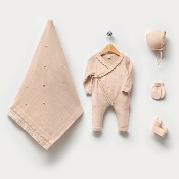 Enveloppe de tricot pour bébé en coton biologique, ensemble pour bébé sans pieds 2