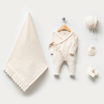 Enveloppe de tricot pour bébé en coton biologique, ensemble pour bébé sans pieds 3