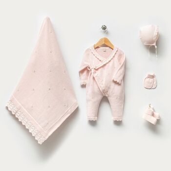 Enveloppe de tricot pour bébé en coton biologique, ensemble pour bébé sans pieds 4
