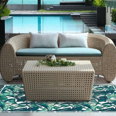 Tropical Banana Leafs Pattern Outdoor Uv Resistant Vinly Mat Rug 150 X 99 Cm
