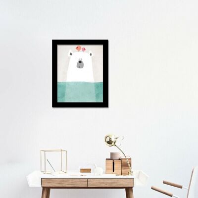 Polar Bear Canvas Art Print With Black Photo Frame Art Canvas Printing Decals DIY Room Home Decorations