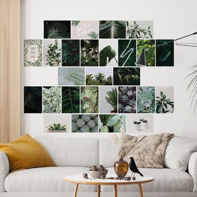 Green AesthSetic Adhesive Wall Mural Collage Set Girls Room Décor