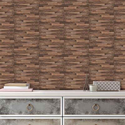 Rustic Brown Wood Planks Wall Mural Seamless Stickers Set Girls Room Décor