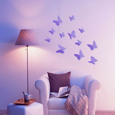 Self Adhesive 3D Butterflies Purple Wall Sticker Art Decoration Decal DIY