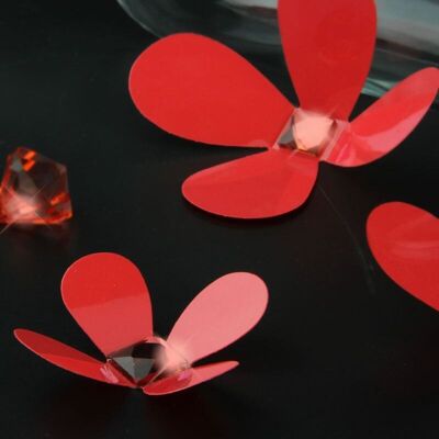 3D Luxury Crystal Self Adhesive Flowers Wall Sticker Art Decoration Decal DIY - Red