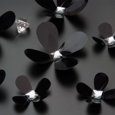 3D Luxury Crystal Self Adhesive Flowers Wall Sticker Art Decoration Decal DIY - Black