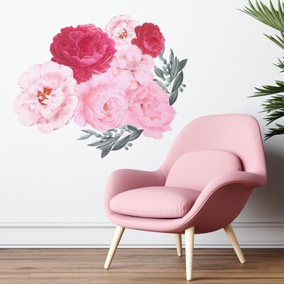 Elegant Oversized Blush Pink Peonies Wall Stickers Art Decals Mural Home Decor
