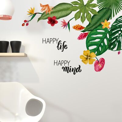 Summer Vibes Tropical Flowers Wall Stickers Art Decals Mural Wallpaper Home Décor