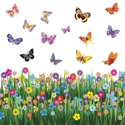 Large Colorful Butterflies Grass Wall Stickers Art Mural Decal Decor Living Room