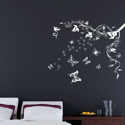 Walplus Wall Sticker Decal Wall Art Butterflies Vine In White Home Decorations