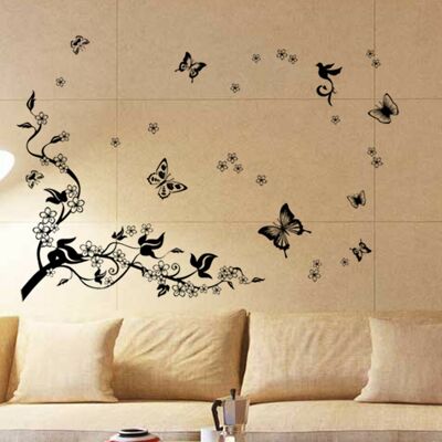 Walplus Wall Sticker Decal Butterfly Vine Decal Art Diy Home Decorations