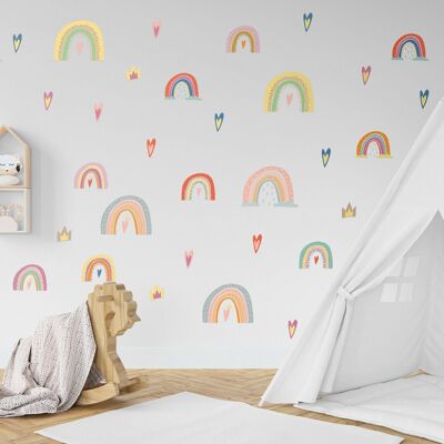 Hand-Drawn Rainbows,Wall Stickers,Scandinavian Style, Nursery, Kids, Cute Decals