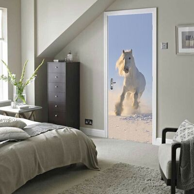 White Horse Door Mural Self Adhesive Decal Interior Home Decoration X 2 Packs